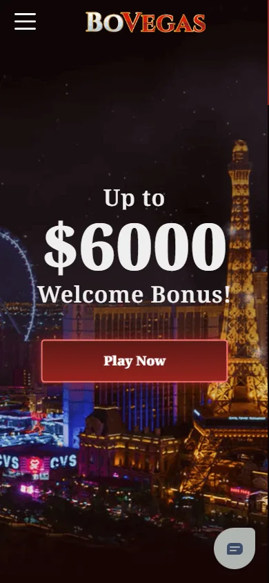 BoVegas Casino home page on a mobile device